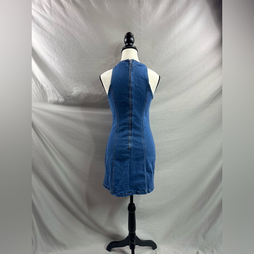 🔥🔥Mini Denim Dress Gold Button Deco Blue - Picture 9 of 9